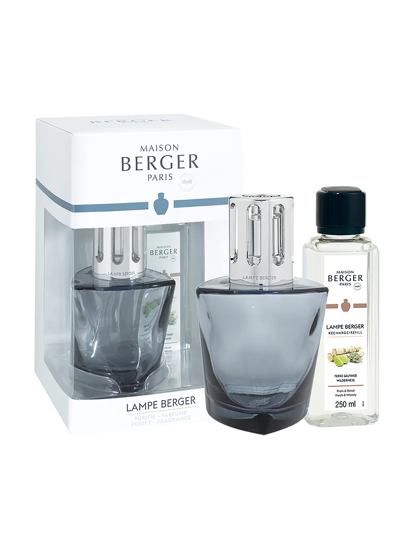 MAISON BERGER PARIS | Lampe Berger Set TERRA Noir 250ml Terre Sauvage | 